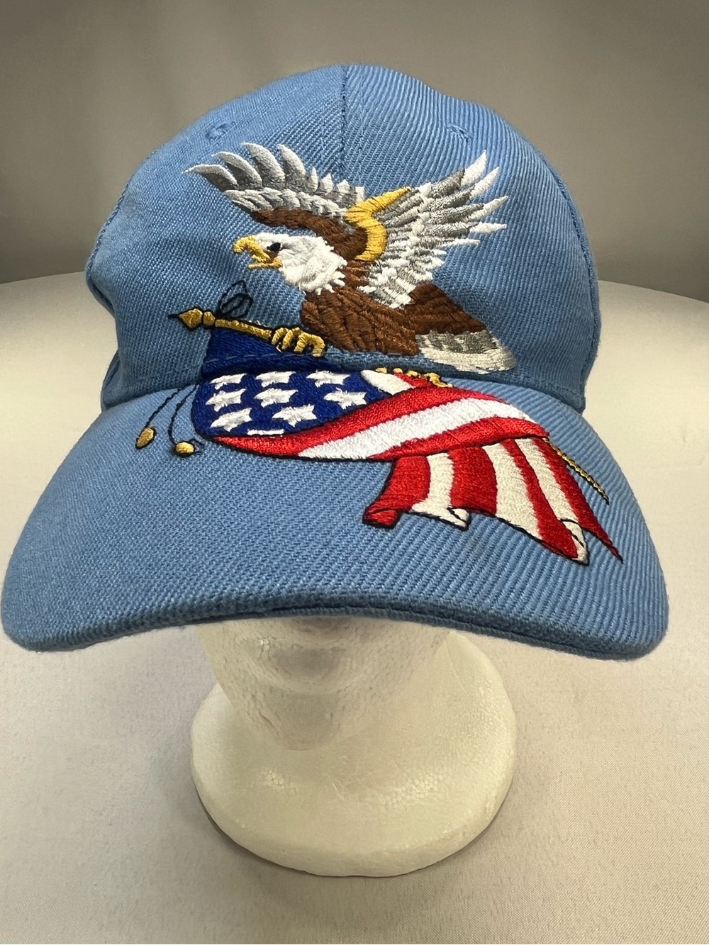 Patriotic Bald Eagle USA Flag Adjustable Wool Blend Vintage Baseball Cap Hat
